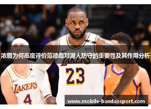 浓眉为何高度评价范德彪对湖人防守的重要性及其作用分析